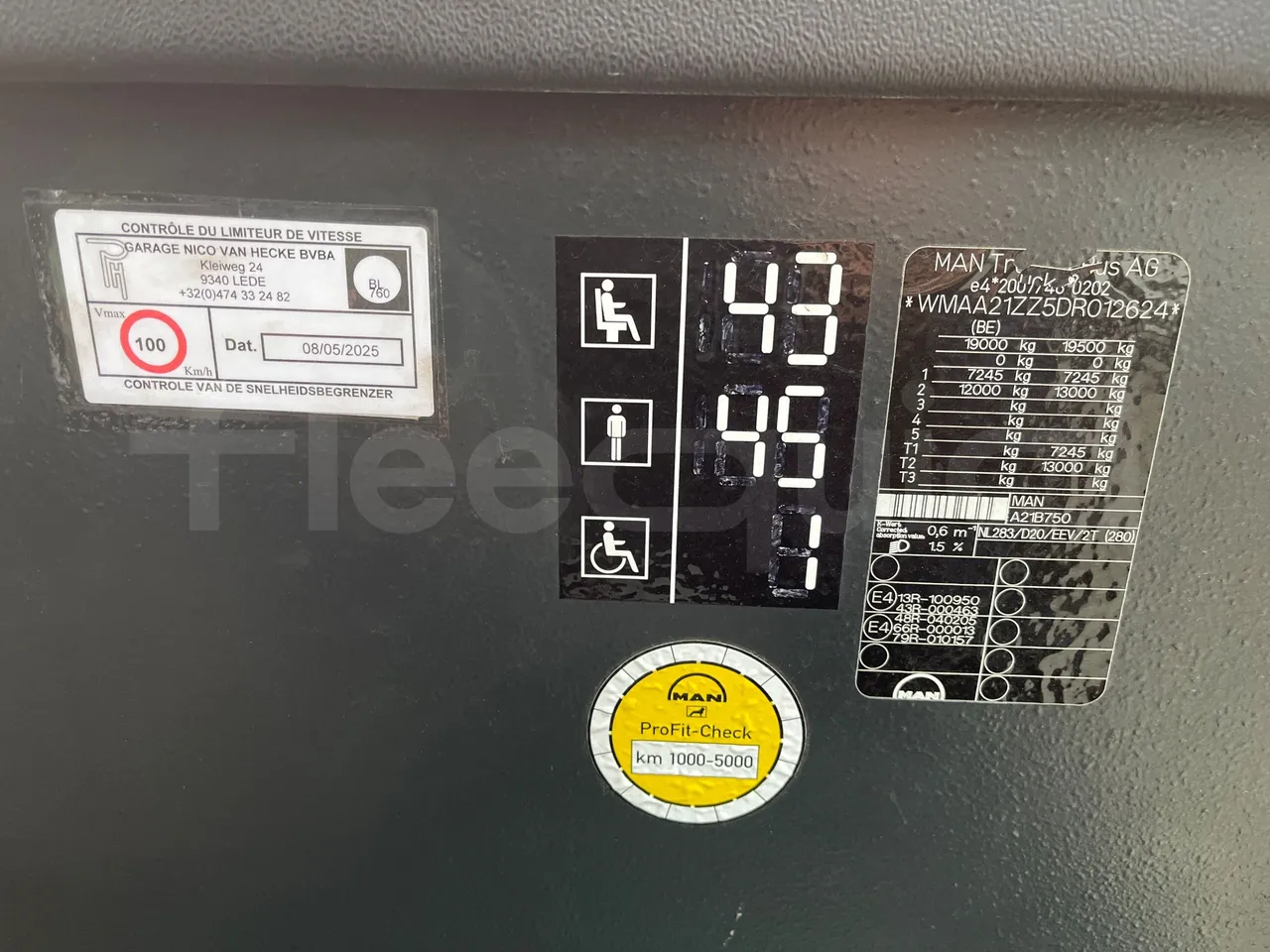 Man Lion's City A21 - EUR5 - 206kW - 11.980m - seat plate photo