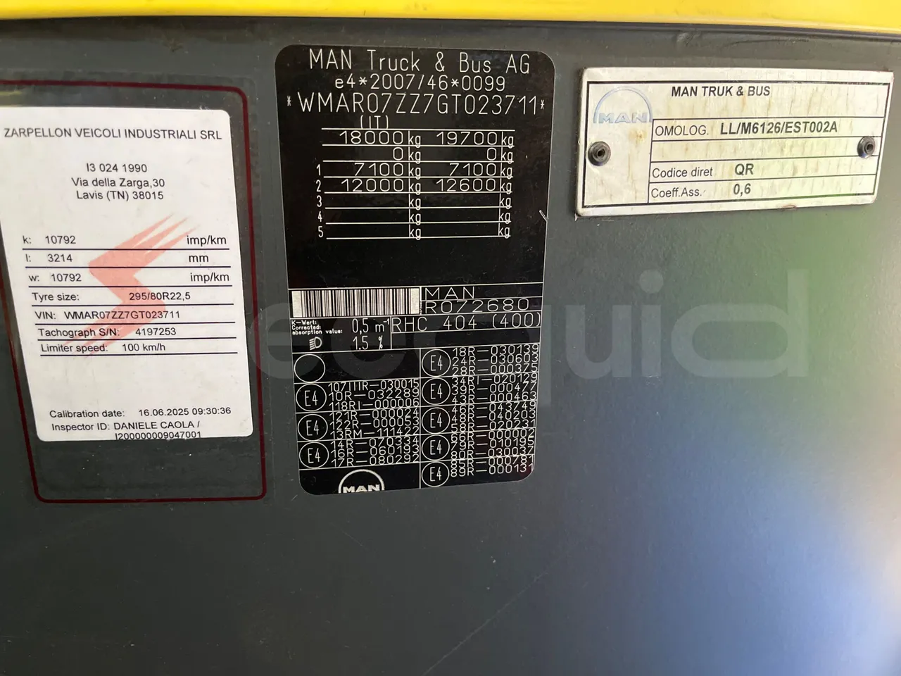 Man Lion's Coach R07/ Euro 6 - 294 Kw - 12 Mt - chassis VIN photo