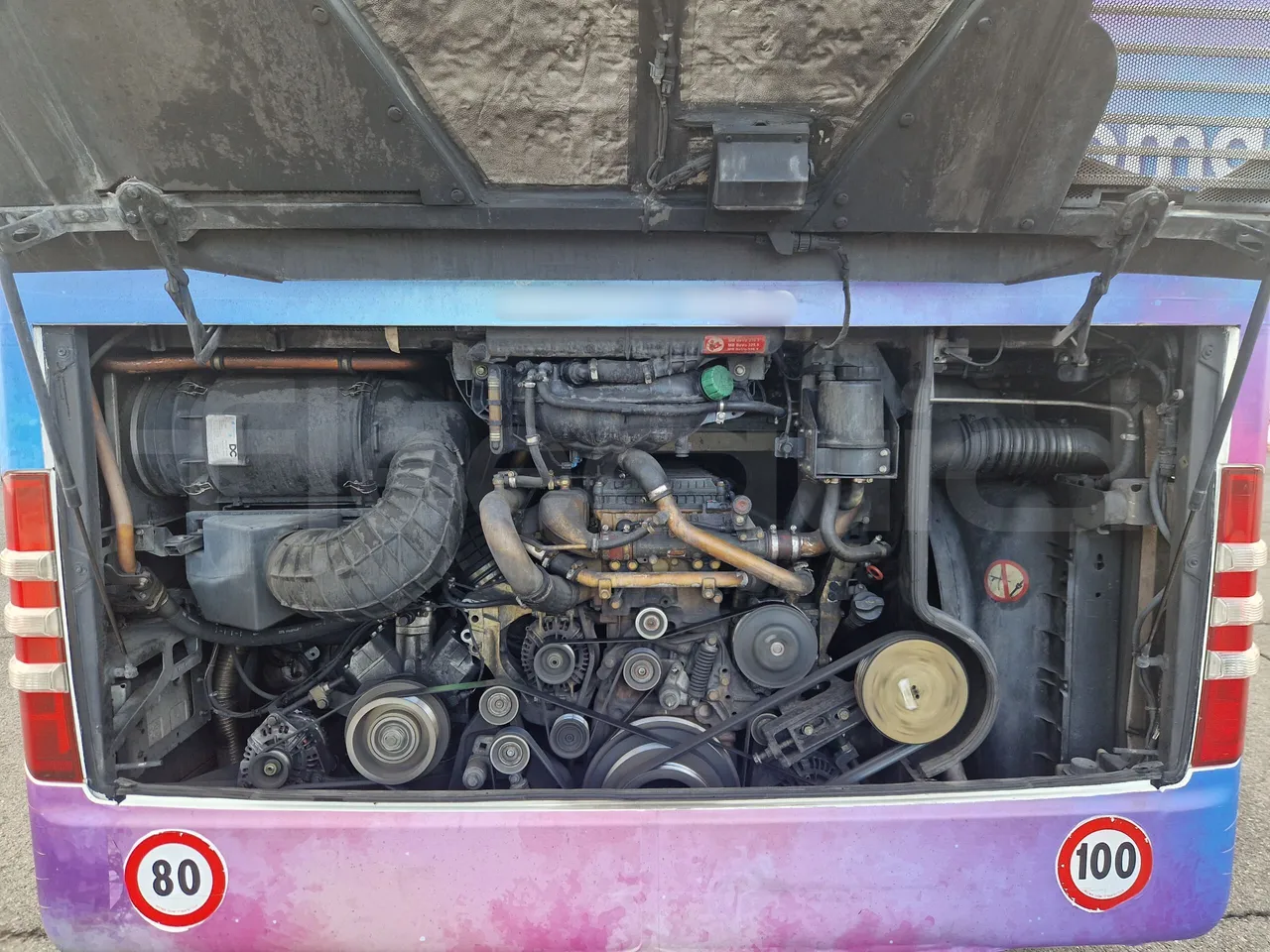 Mercedes-Benz Tourismo RHD / Euro 6 - 290 Kw - 12,140 Mt - rear hatch open
