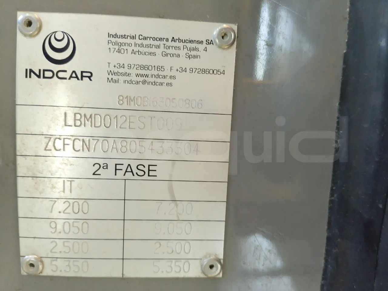 Iveco Indcar WGIVMY11 MOBI SCUOLABUS - EUR6 - 100Kw - 8,592m - chassis VIN photo (mandatory  for bus to scrap)