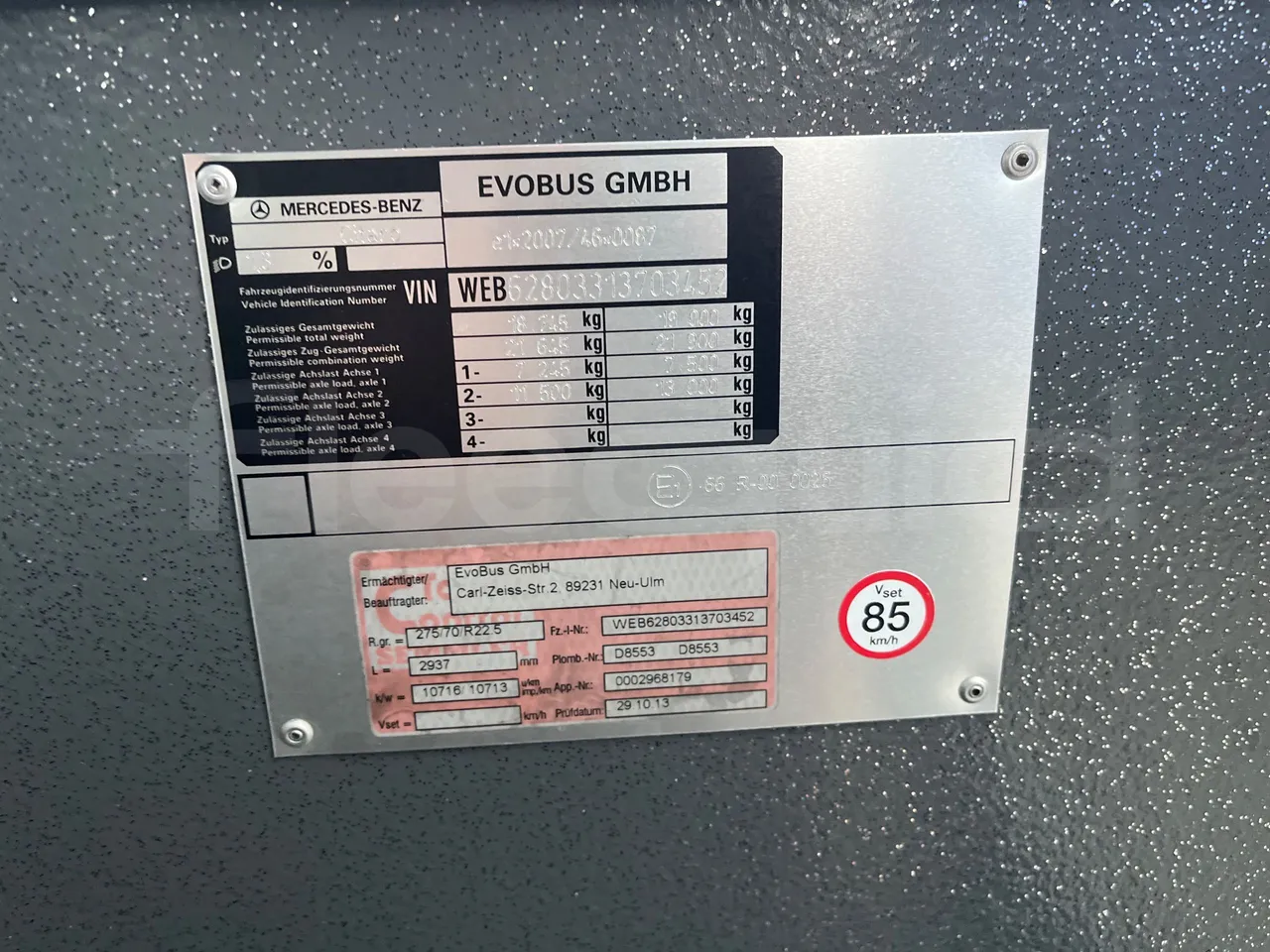 Mercedes-Benz Citaro 628 02 - Euro 6 - 220 kW - 12.140 mt - vehicle plate photo