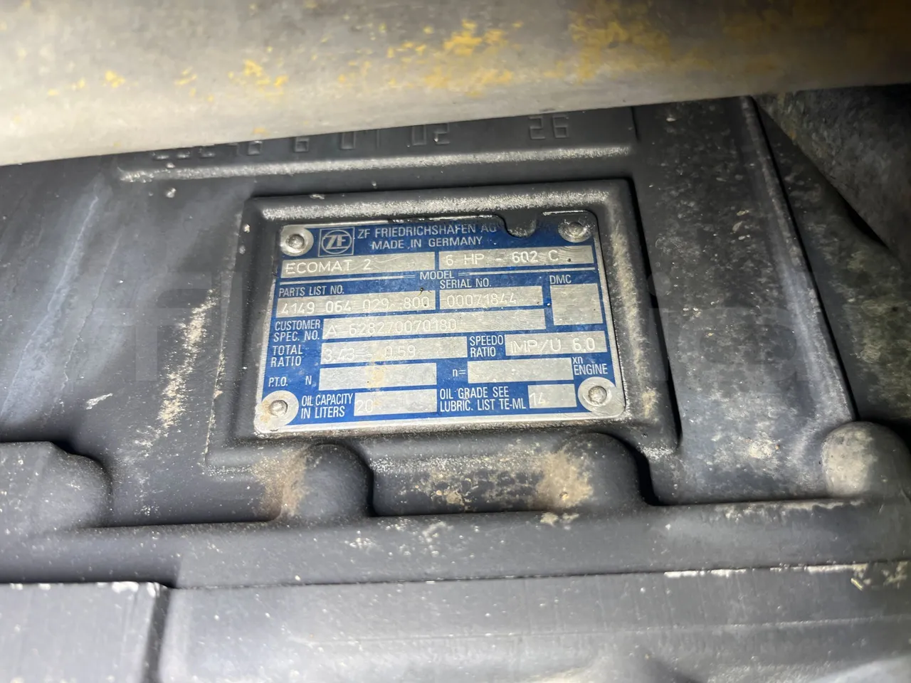 Mercedes-Benz Citaro G 0530 - Euro5 - 260kW - 17.940mt - gearbox plate photo