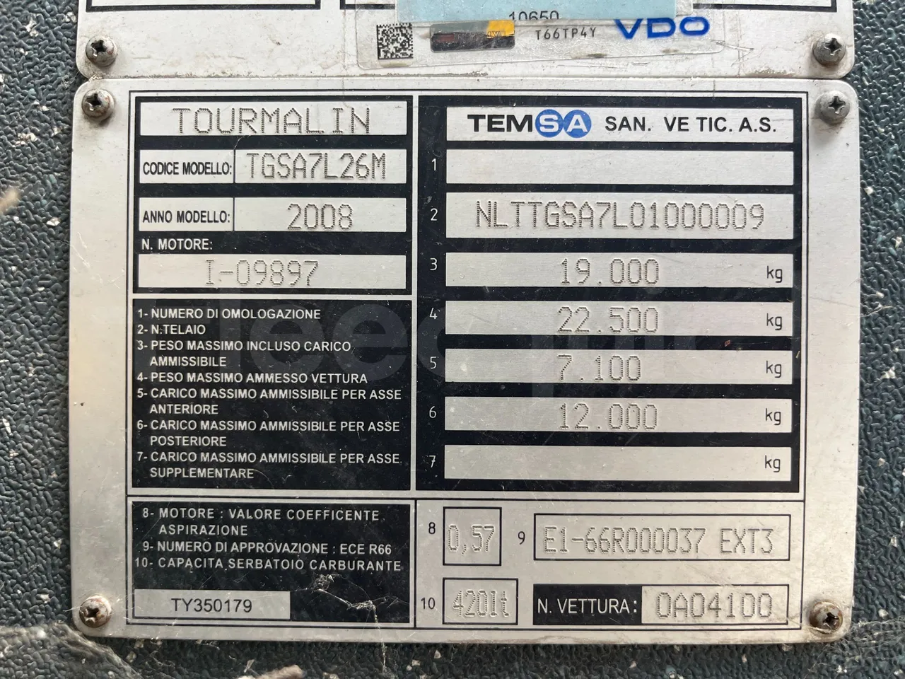 Temsa Tourmalin - vehicle plate photo