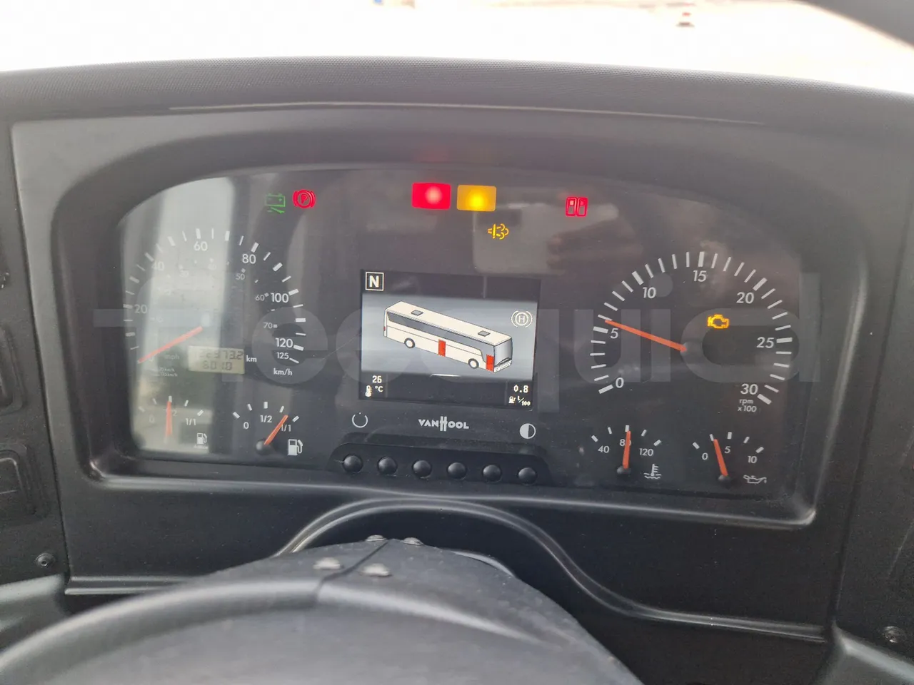 Van Hool Acron TX15 - EUR5 - 300kW - 12.2m - dashboard lights on