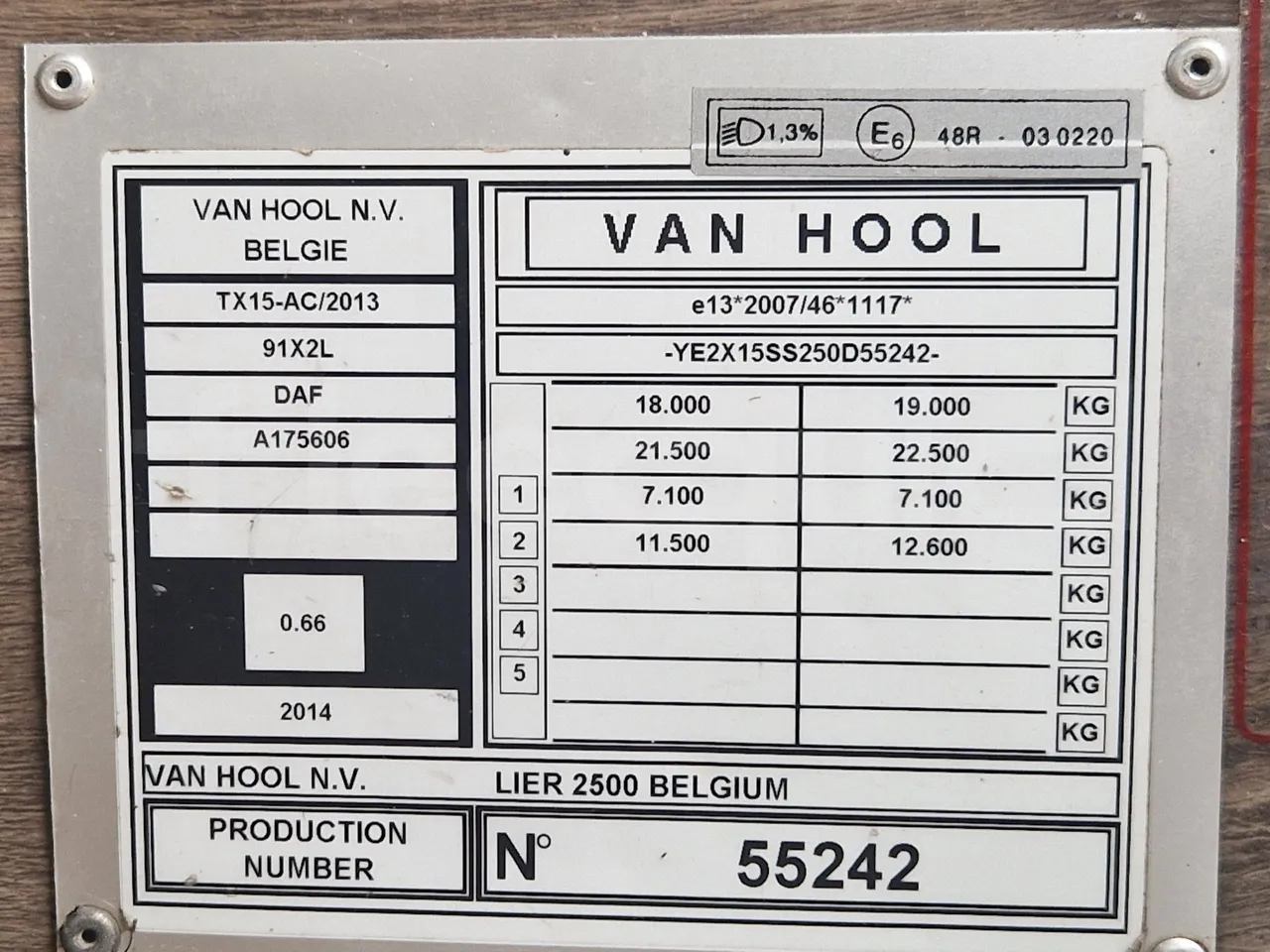 Van Hool Acron TX15 - EUR5 - 300kW - 12.2m - vehicle plate photo