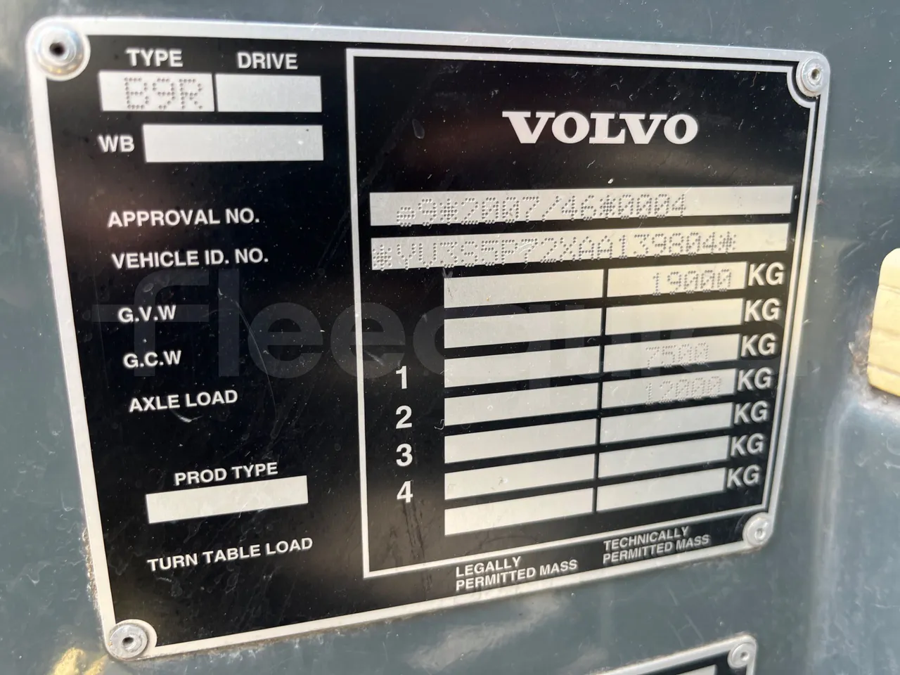 Volvo B9 R - EUR5 - 280kW - 12.850m - chassis VIN photo