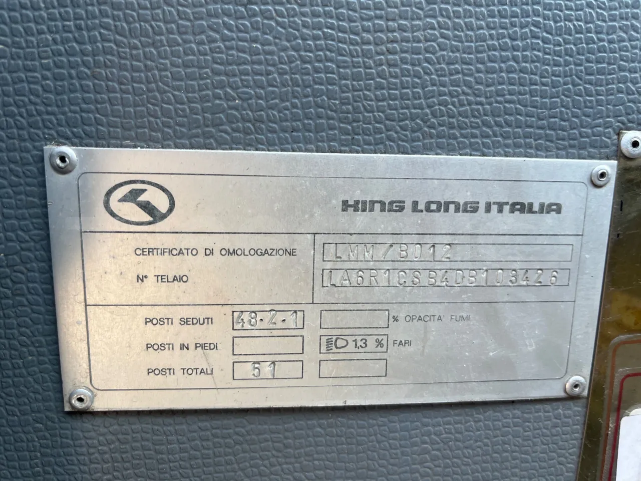 King Long XMQ6800 2AL1AA2B - Euro5 - 148kW - 7.995mt - chassis VIN photo
