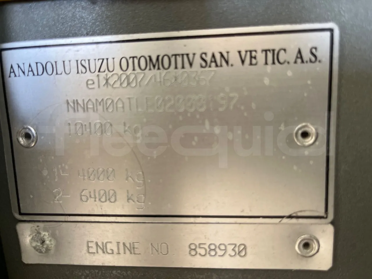 ISUZU Turquoise/Sb QBUS31-M51/Euro 5 - 140 Kw - 7,720 Mt - chassis VIN photo (mandatory for bus to scrap)