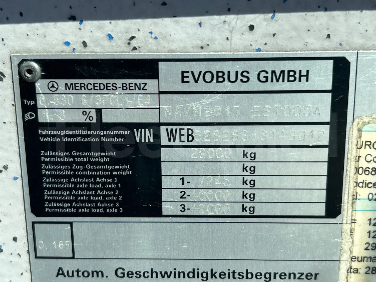 Mercedes-Benz Citaro G O530/Euro 4 - 260 Kw - 17,940 Mt - vehicle plate photo