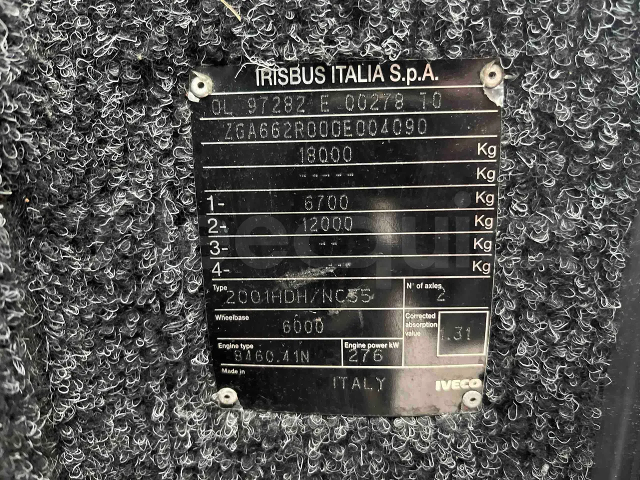 Irisbus Domino 391E.12.38 - EUR2 -276kW -12m - chassis VIN photo