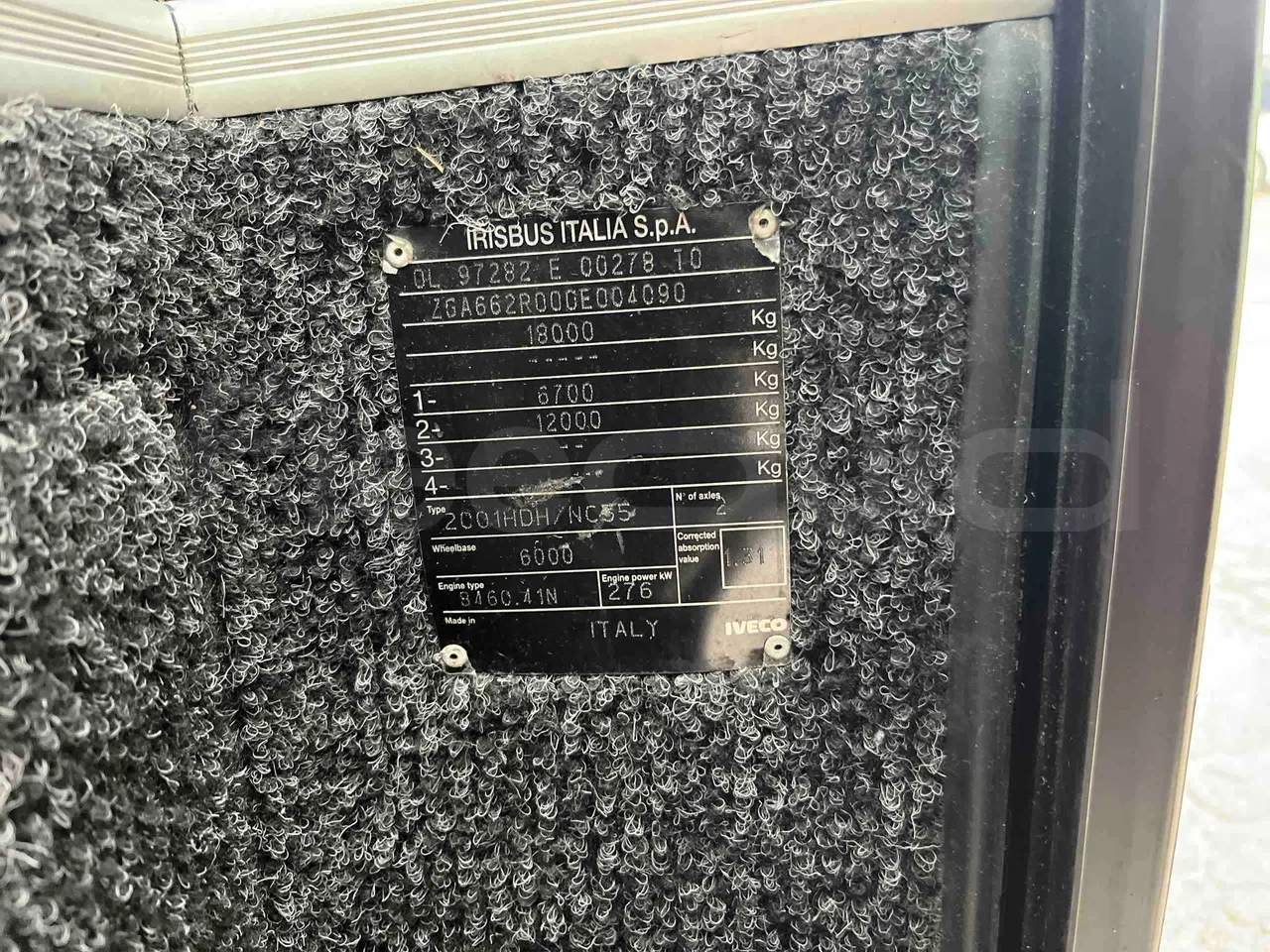 Irisbus Domino 391E.12.38 - EUR2 -276kW -12m - vehicle plate photo