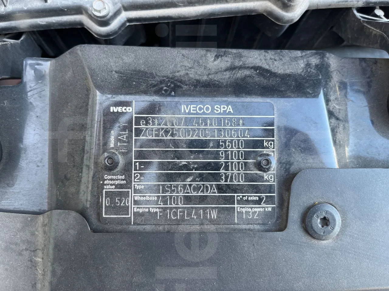 Iveco Daily A50/S34/VI - EUR6 - 110kW - 7.498m - chassis VIN photo