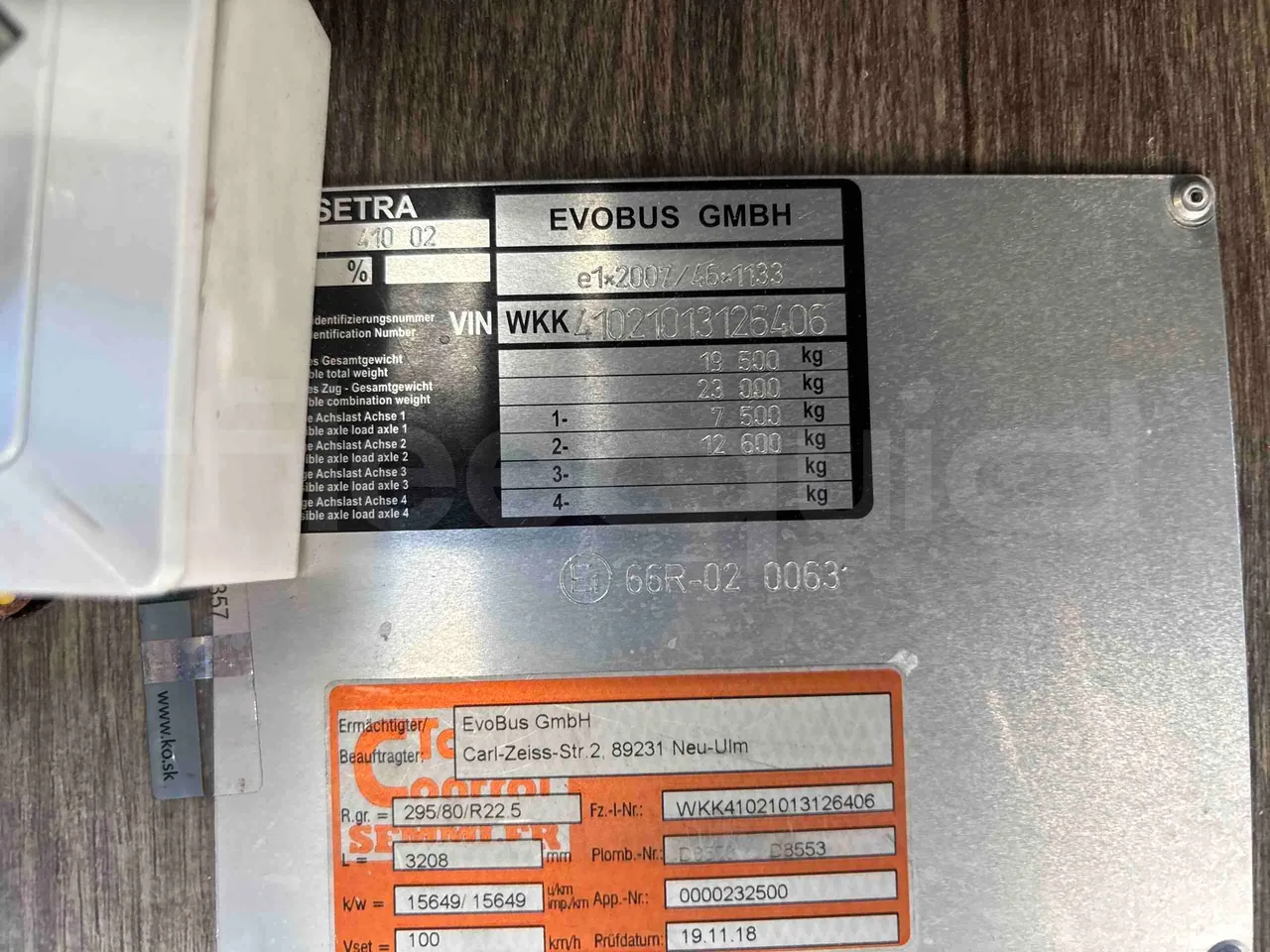 Setra S515 - vehicle plate photo