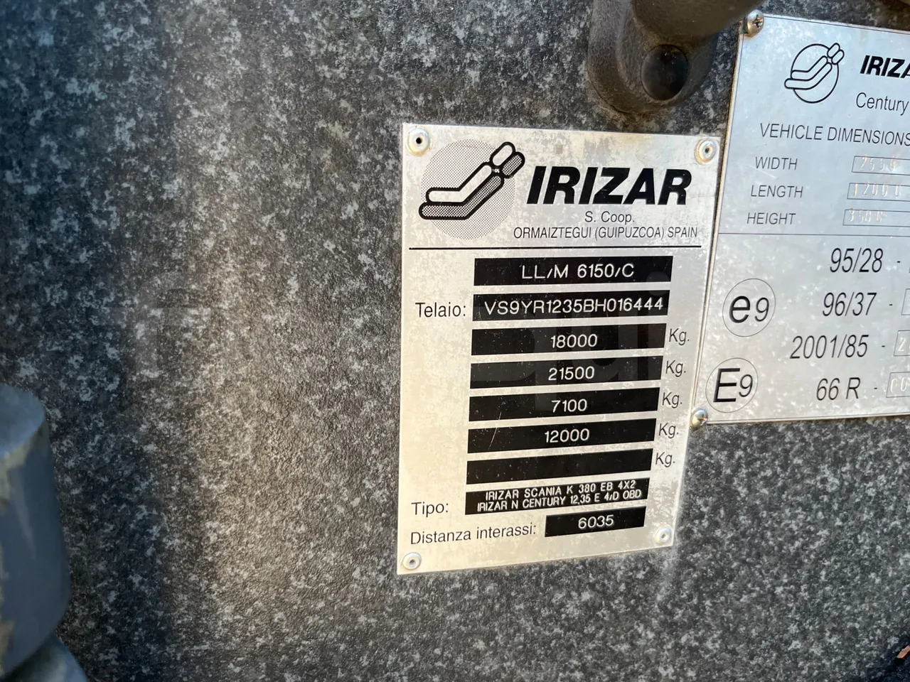 Irizar Scania K380EB - EUR4 - 279kW - 12m - chassis VIN photo