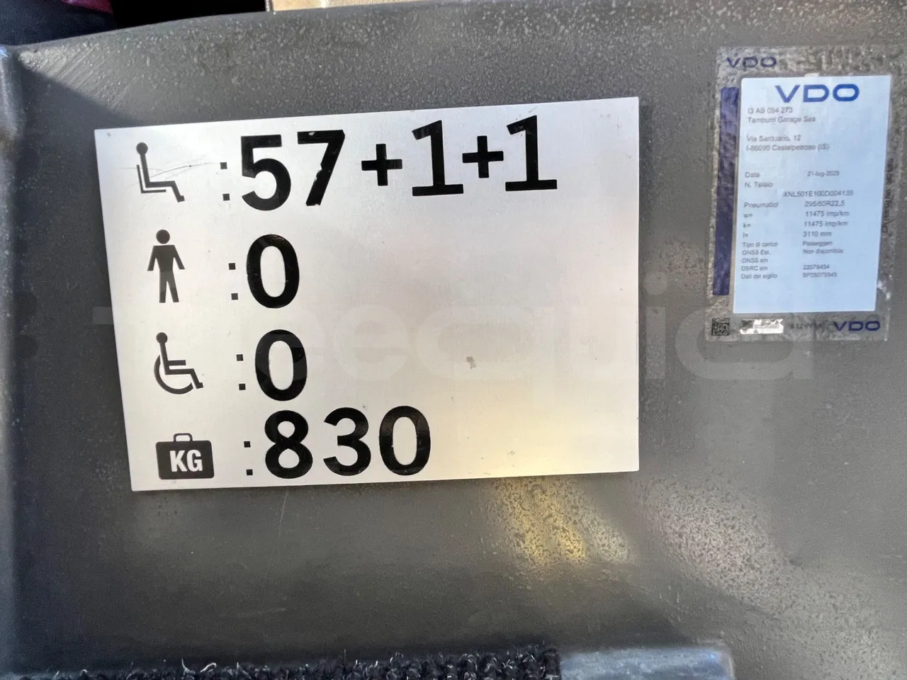 Vdl Futura 501E1 - EUR6 - 320kW - 12.875m - seat plate photo