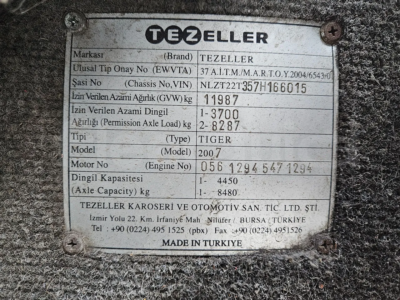 Man TEZELLER Teztiger T35 - Euro 4 - 132 kW -9.02 mt - vehicle plate photo