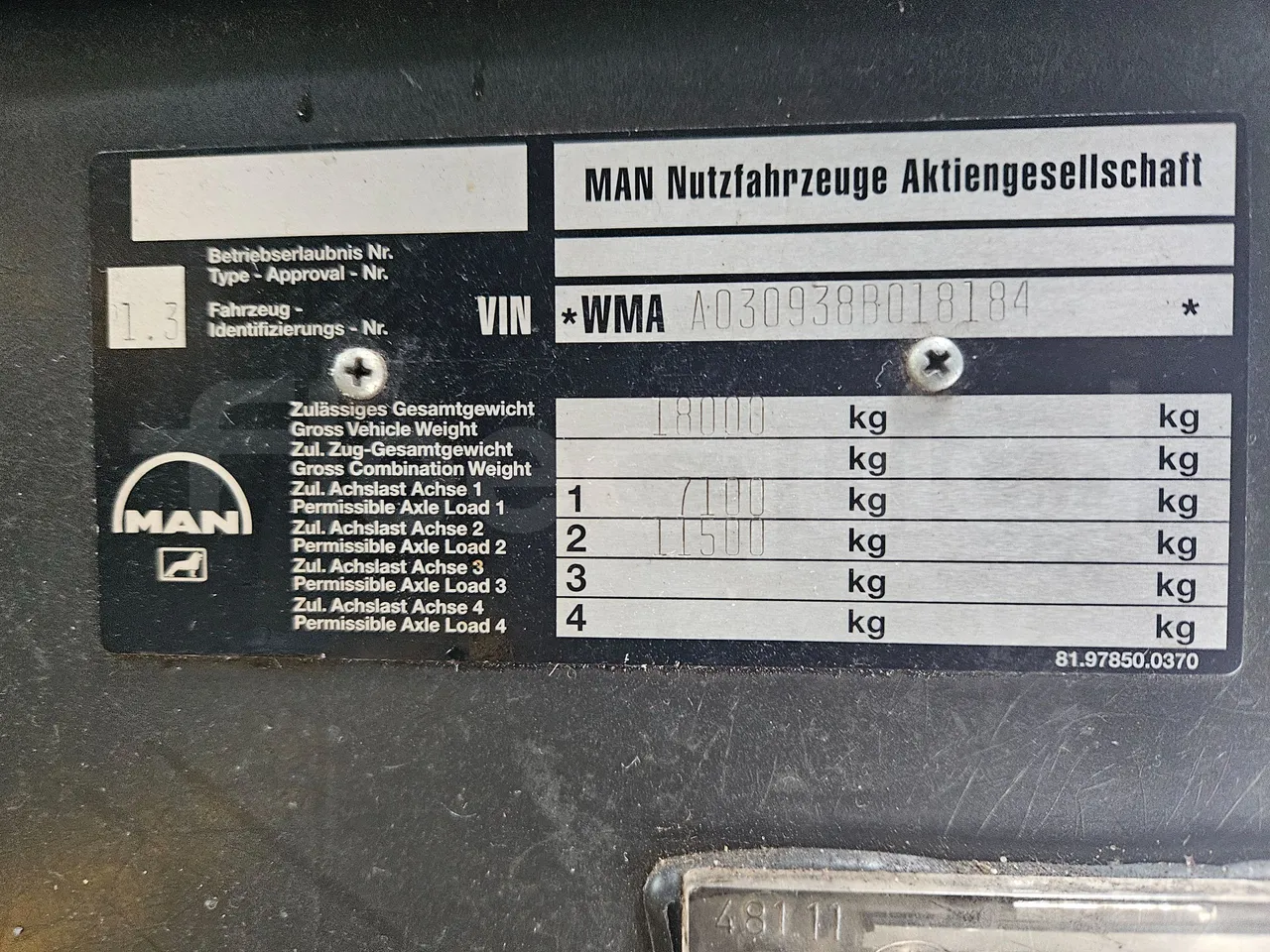 Man RH 483 RH 483 - EUR3-294kW - 12m - vehicle plate photo