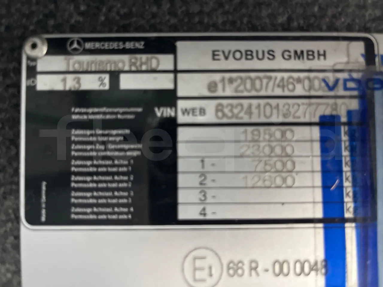 Mercedes-Benz Tourismo 632 01 - Euro6 - 315kW - 12.140mt - chassis VIN photo