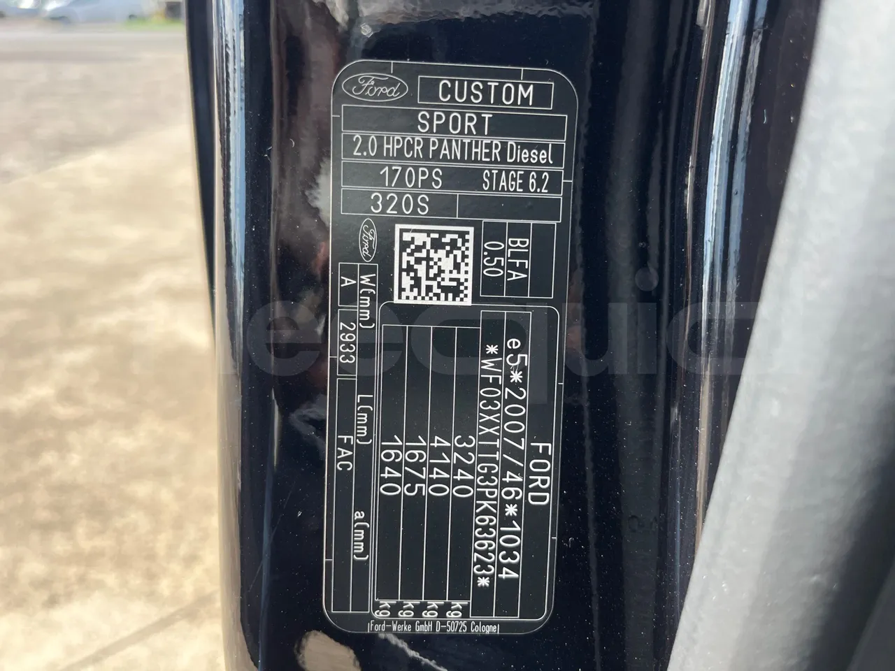 Ford Tourneo Custom BLFA1DBX -EUR6 -125kW -4.972m - vehicle plate photo