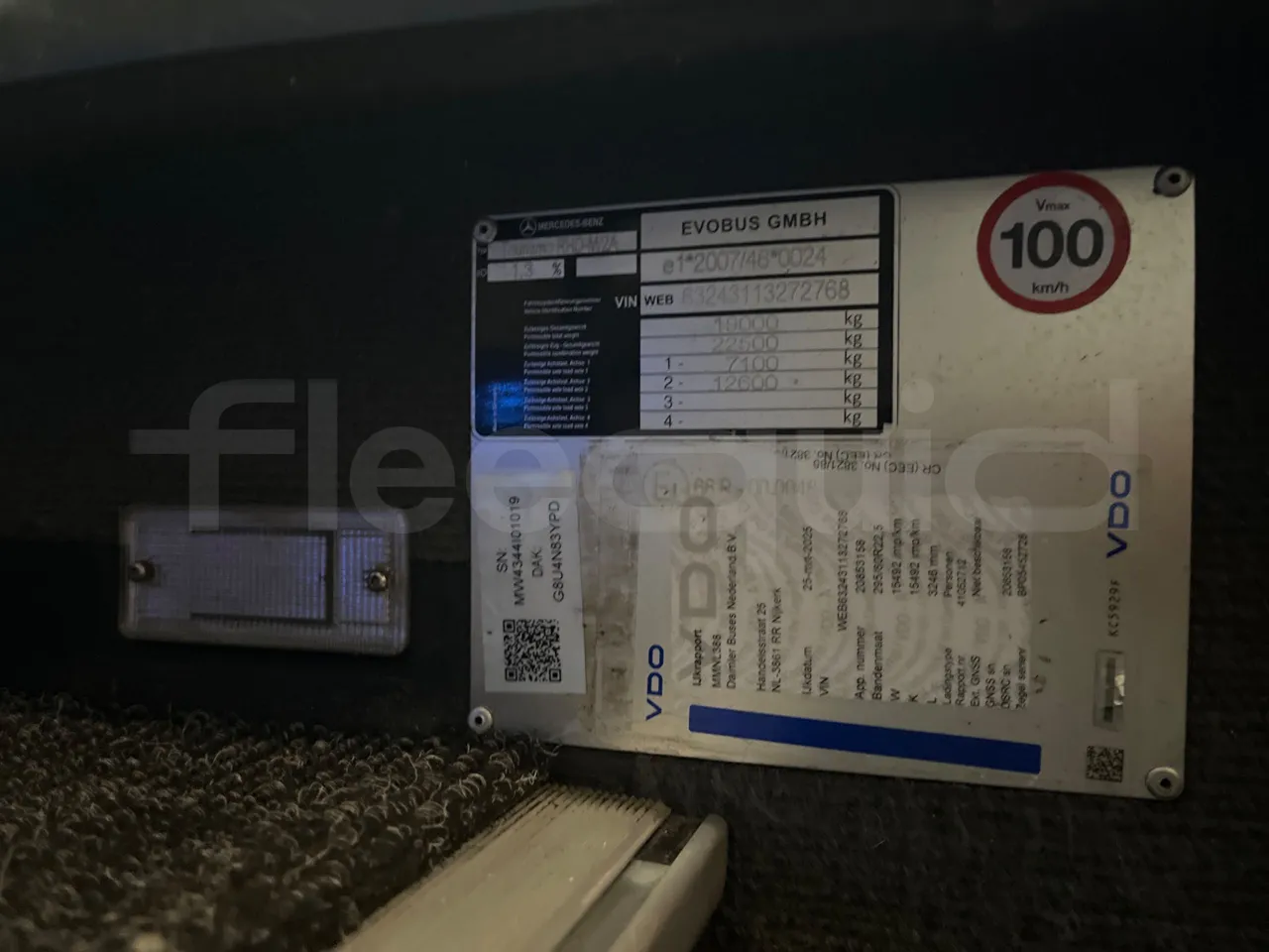 Mercedes-Benz Tourismo 632 01 - EUR6 - 290kW - 12.960m - vehicle plate photo