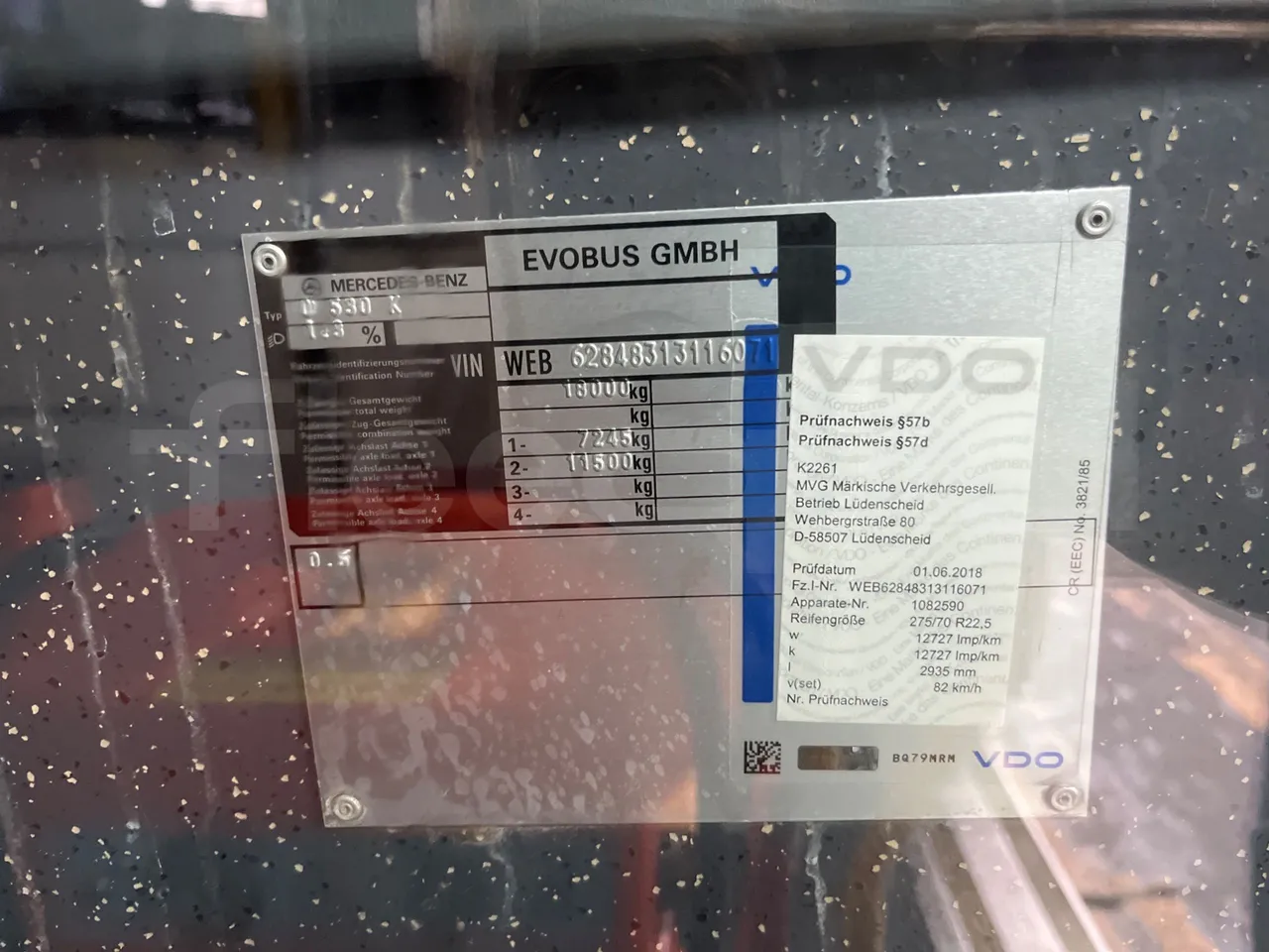 Mercedes-Benz Citaro Evobus MB0530 - Euro5 - 210kW - 10.503mt - vehicle plate photo