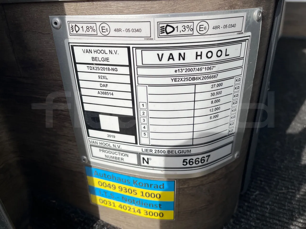 Van Hool Astromega TDX25 - EUR6 - 390kW - 13.15m - vehicle plate photo