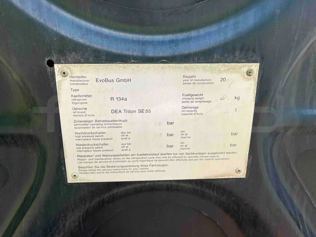 Mercedes-Benz Citaro - engine plate photo