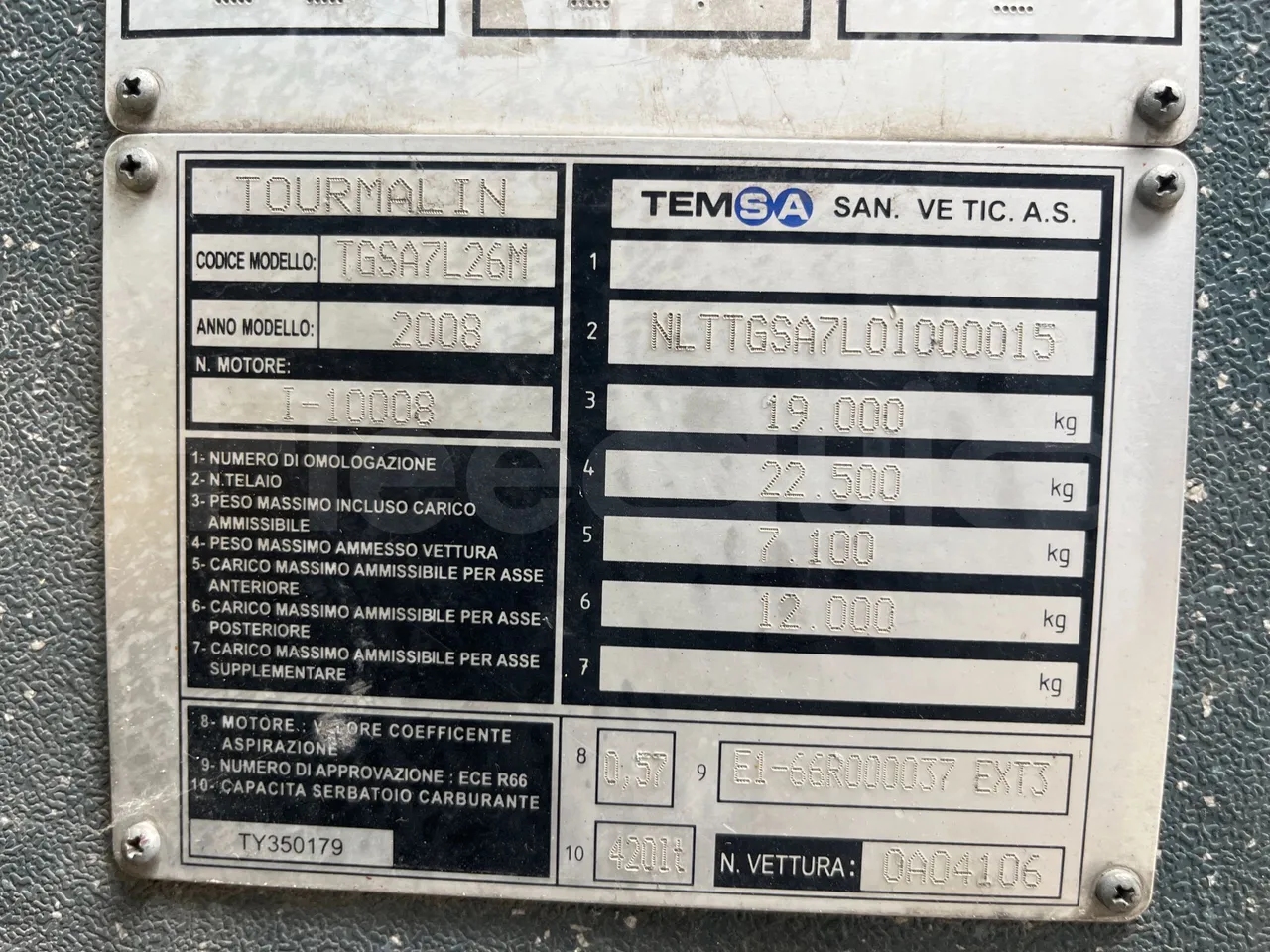 Temsa Tourmalin - vehicle plate photo