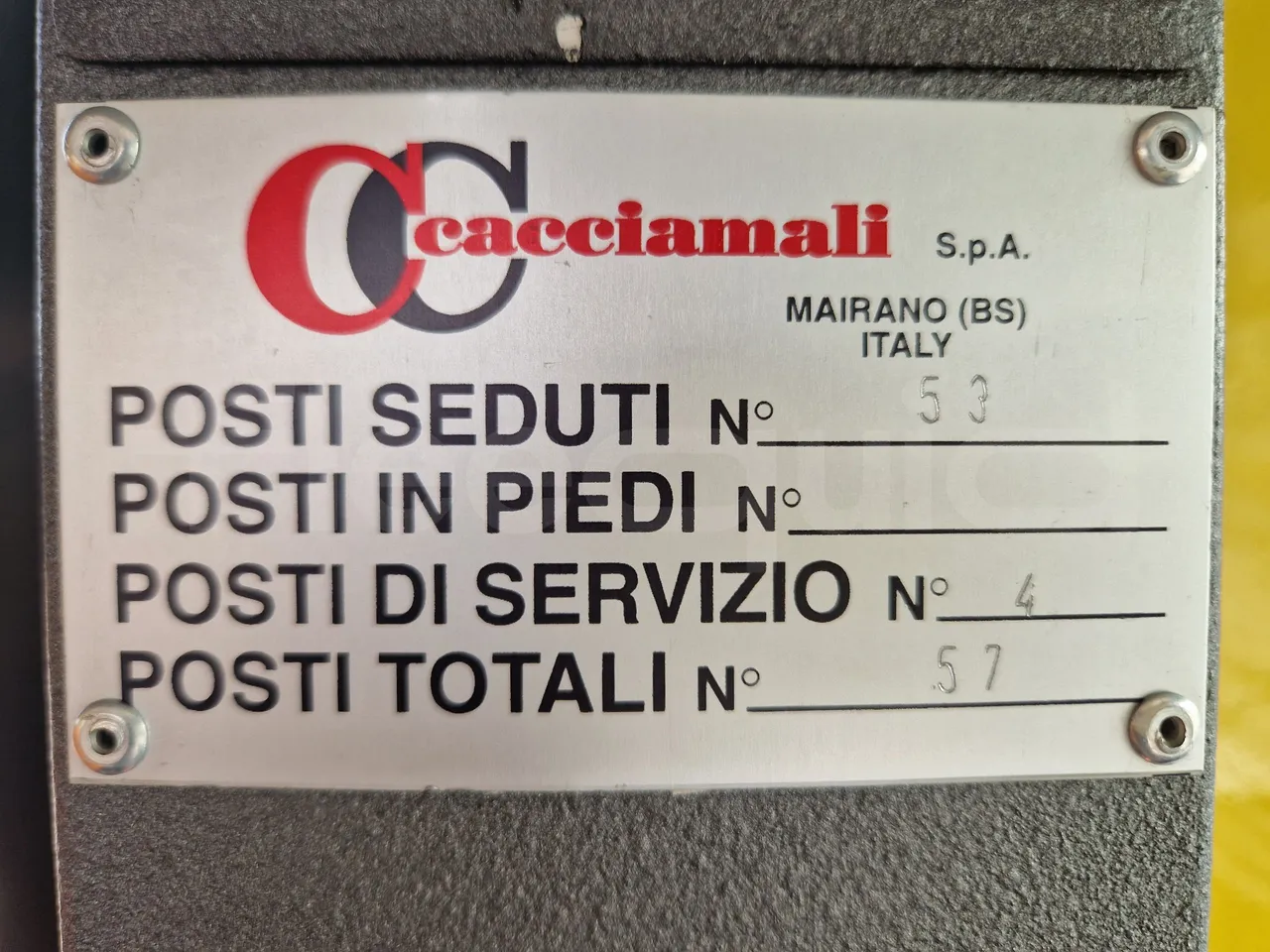 Iveco Cacciamali C5032 -EUR3 -154kW -9.3m - seat plate photo