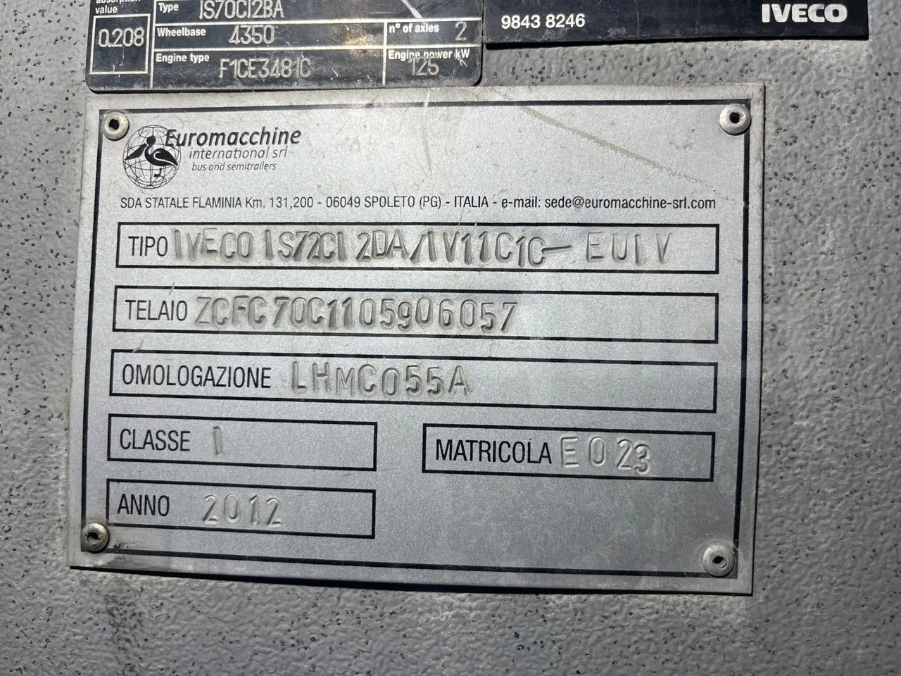 Iveco Daily 70C17 - EUR5 - 125kW - 7.510m - vehicle plate photo