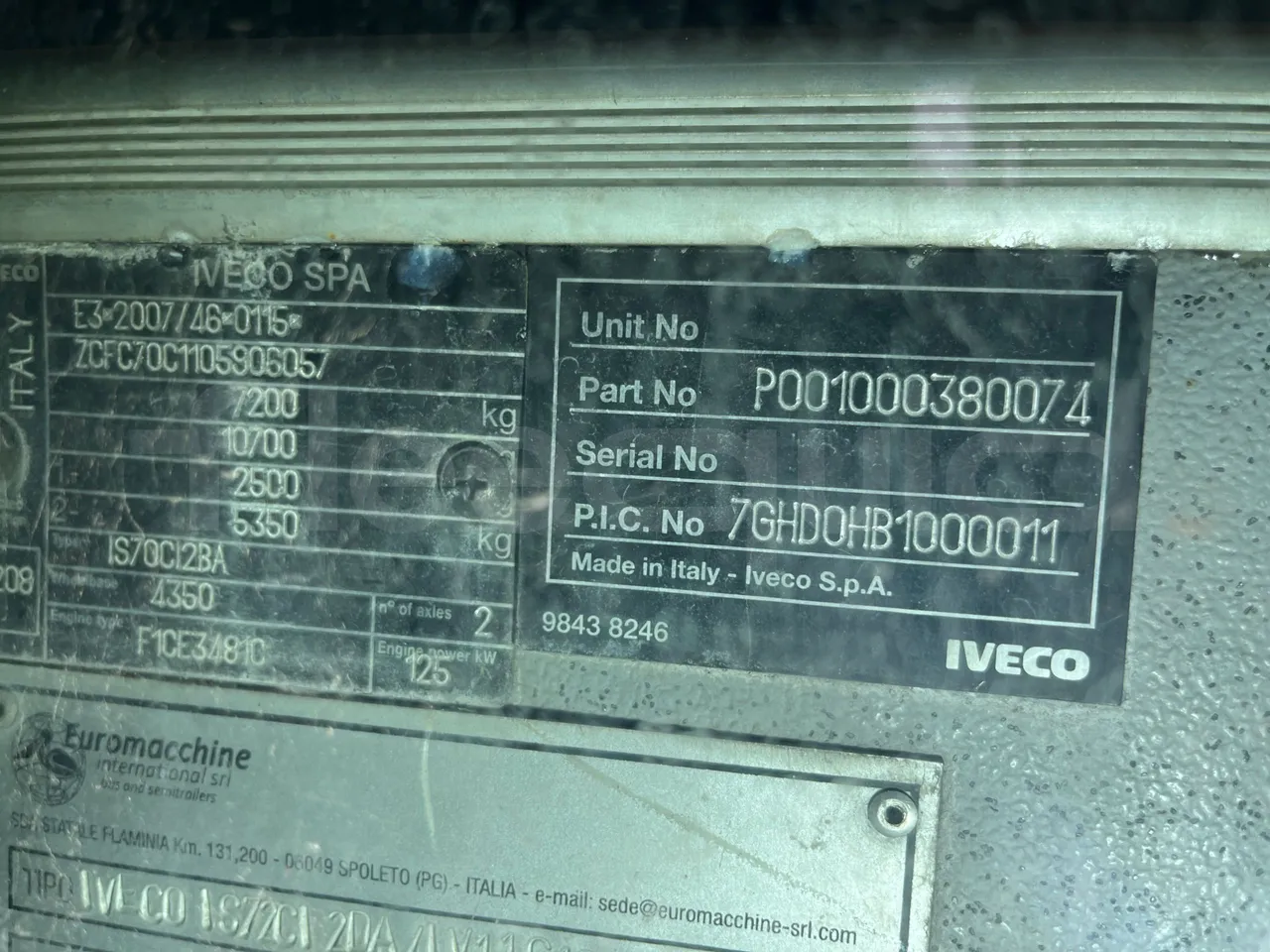 Iveco Daily 70C17 - EUR5 - 125kW - 7.510m - platform code photo