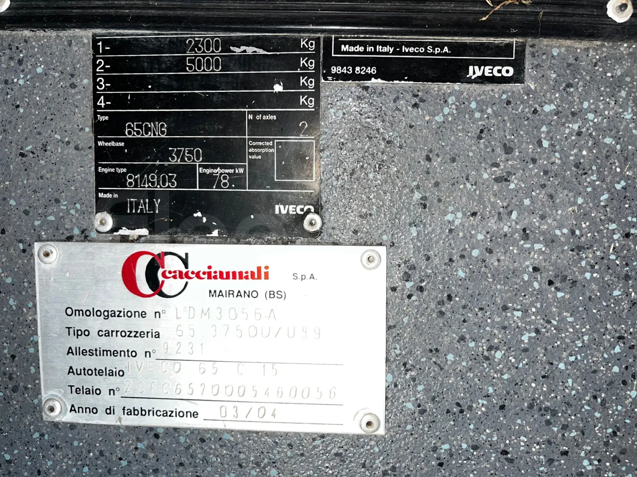 Iveco Cacciamali 65CNG/70 - EUR3 - 78kW - 6.770m - chassis VIN photo