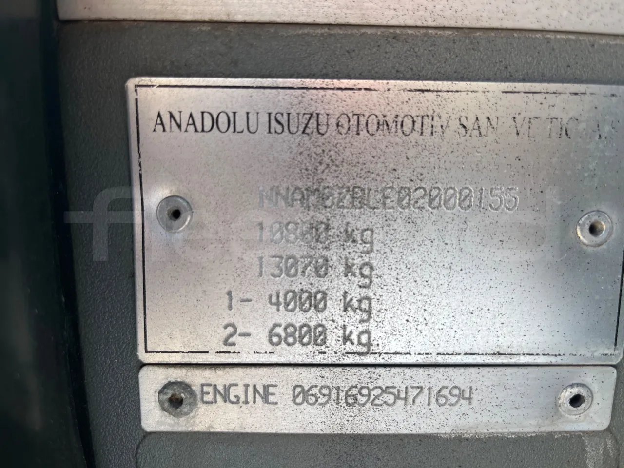 Isuzu Turquoise Anadolu - EUR4 - 151kW - 7.670m - chassis VIN photo