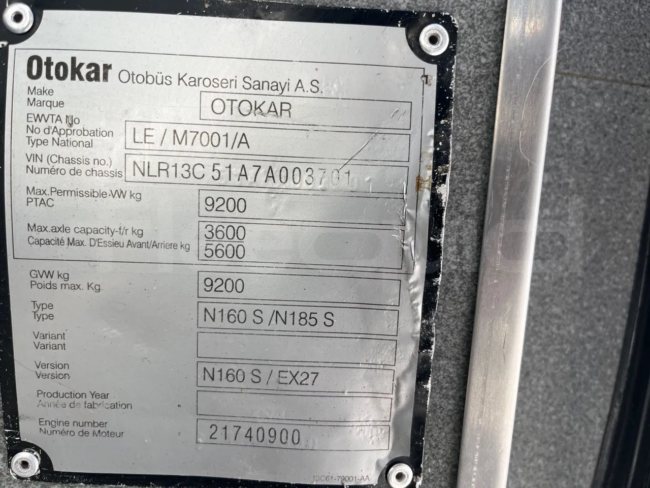 Otokar Navigo 160 S - Euro4 - 112kW - 7.100mt - vehicle plate photo