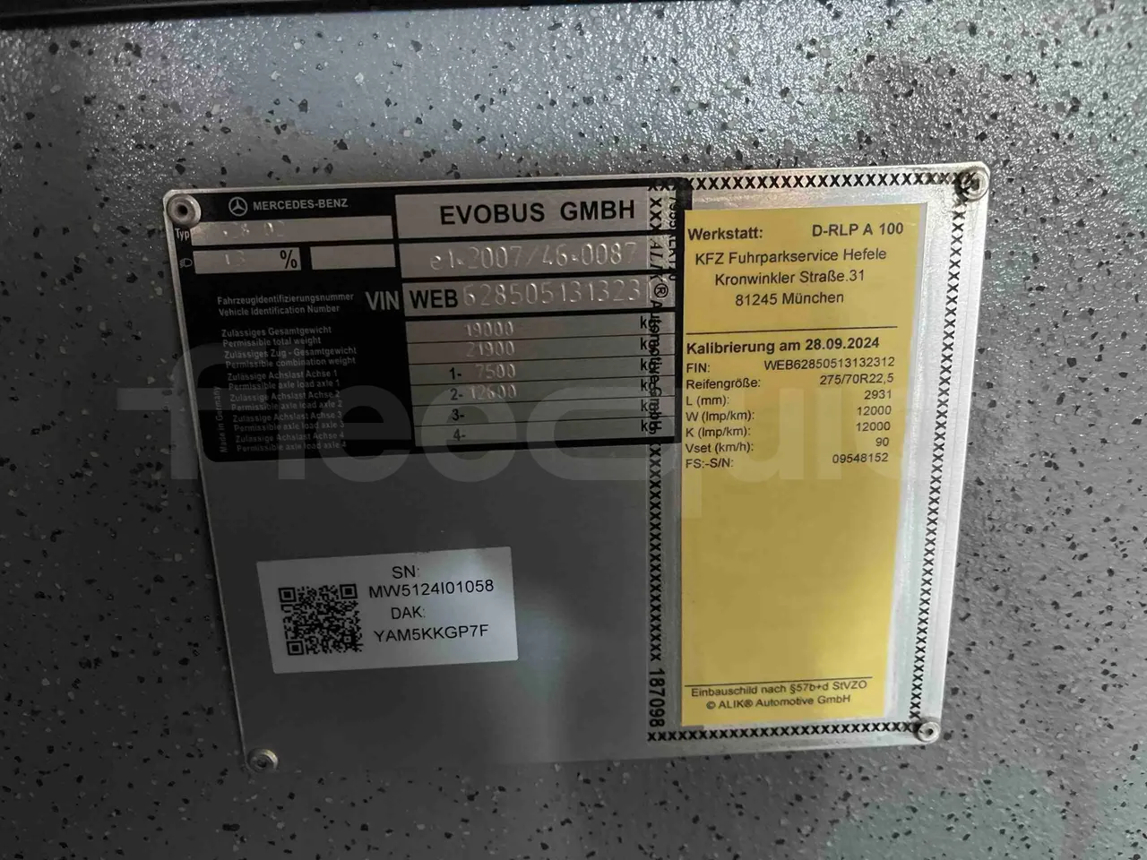 Mercedes-Benz Citaro O 530 LE - Euro 6 - 220 kW - 12.170 mt - vehicle plate photo