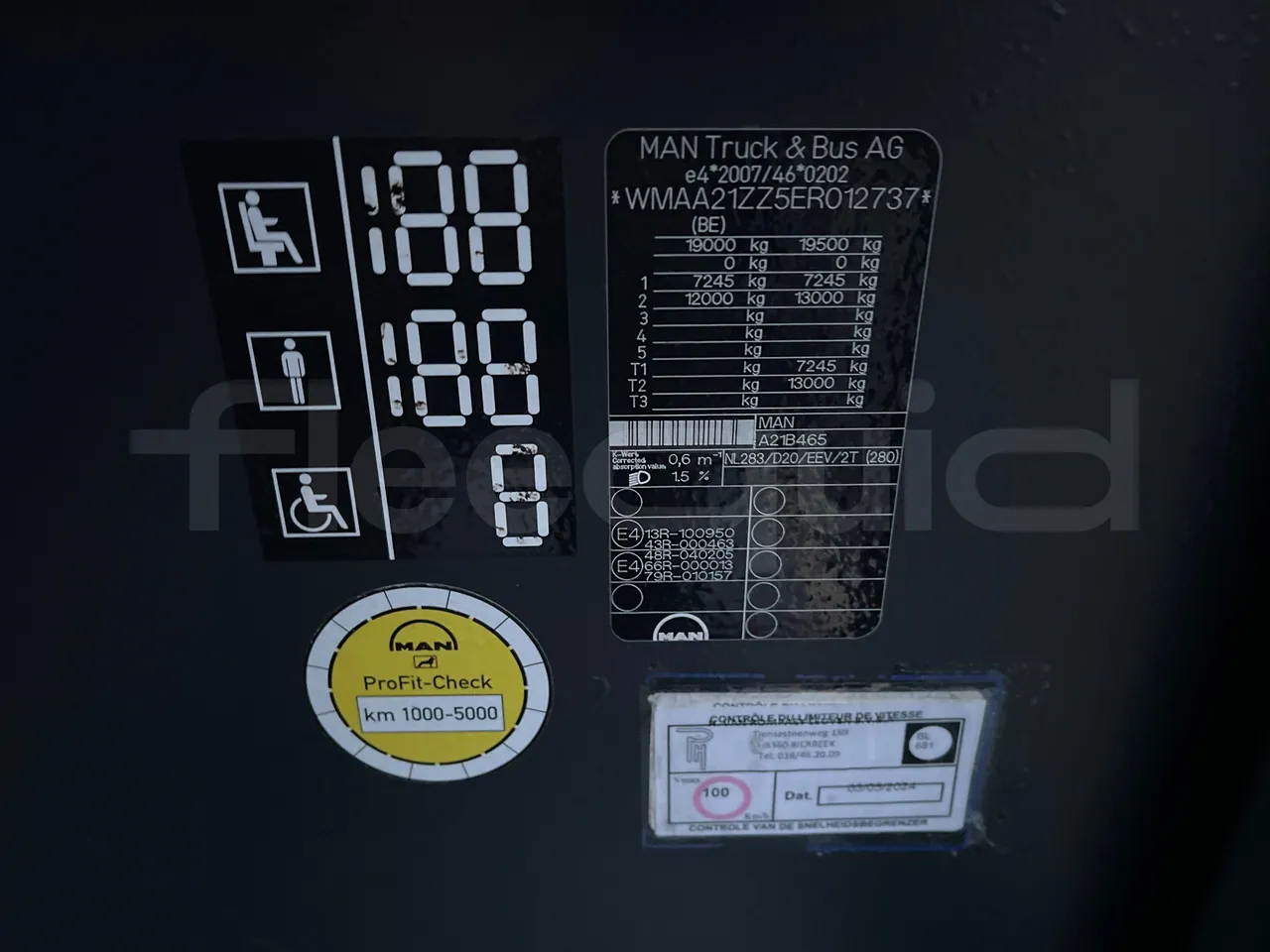 Man Lion's City A21 - EUR5 - 206kW - 11.980m - vehicle plate photo