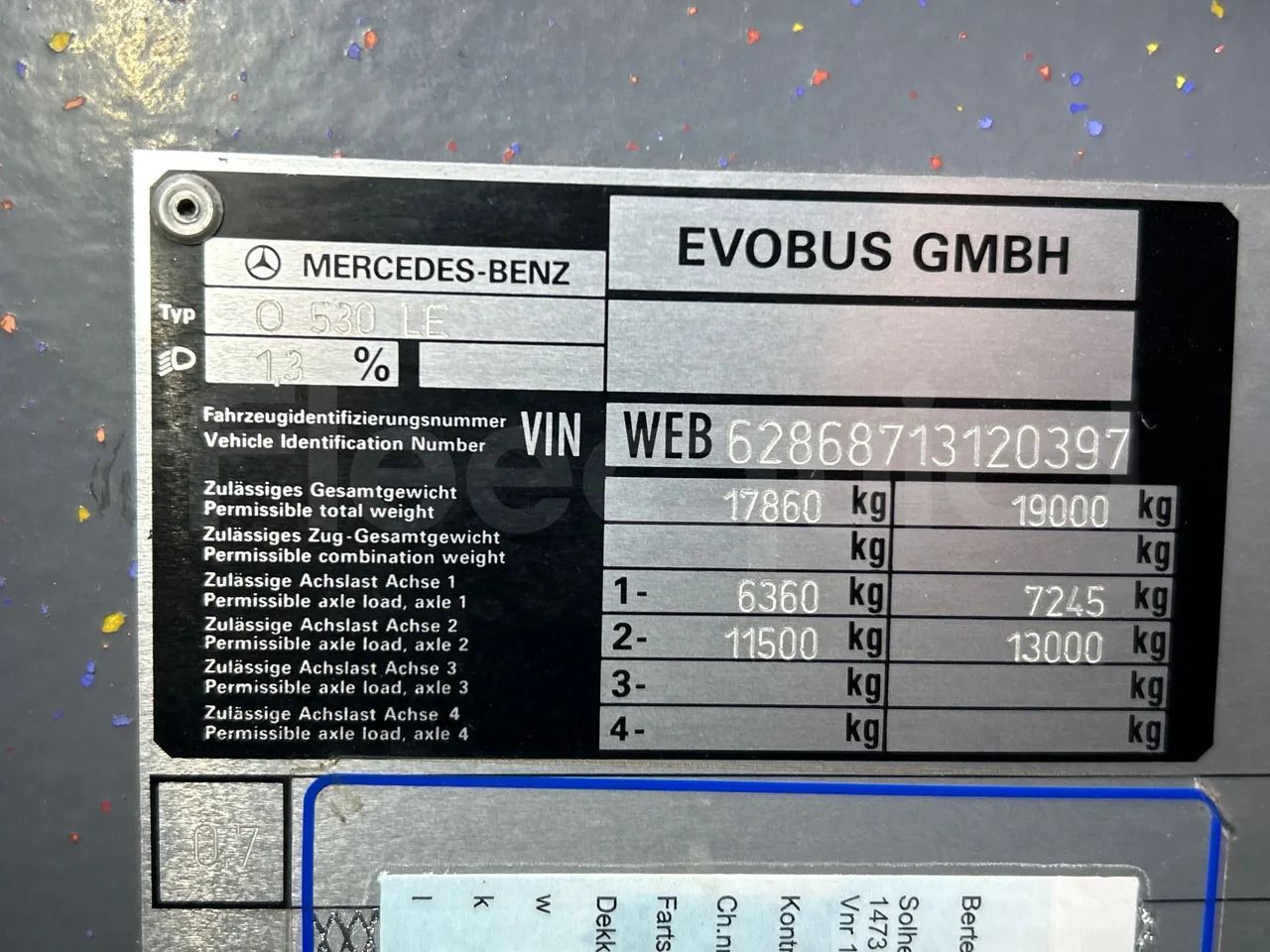 Mercedes-Benz Citaro O 530 LE - Euro5 - 220kW - 13.057mt - vehicle plate photo