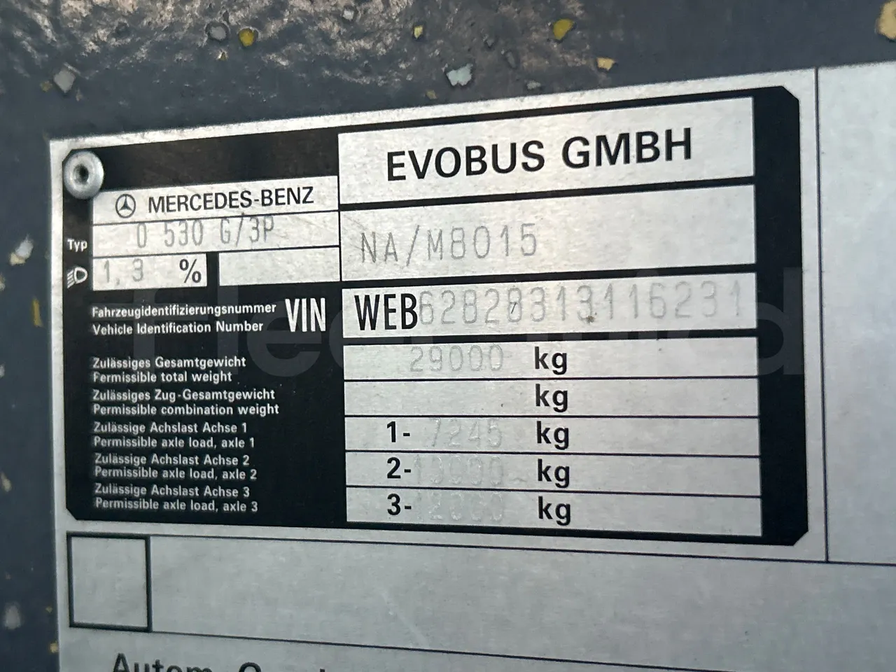 Mercedes-Benz O 530 G- 3P - Euro5 - 260kW - 17.940mt - vehicle plate photo