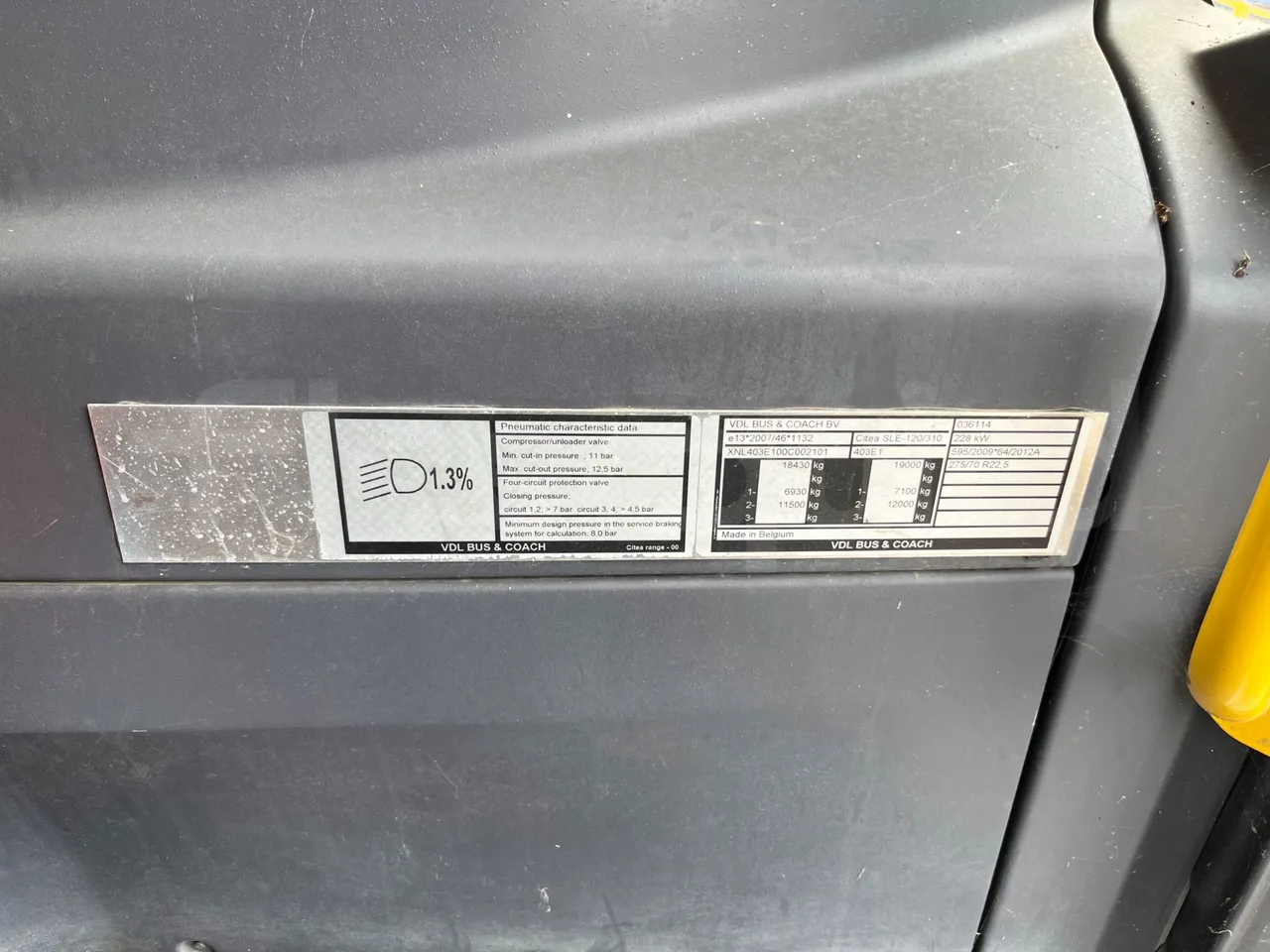 Vdl Citea SLE 120/310 - EUR6 - 228kW - 12.000m - vehicle plate photo