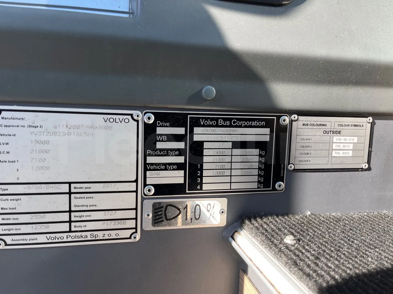 Volvo 9700 B4SC - EUR6 - 323kW - 12.35m - chassis VIN photo