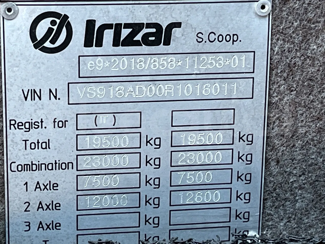 Irizar i8 - Vehicle Plate