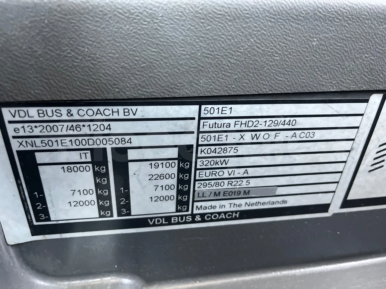 Vdl Futura - chassis VIN photo
