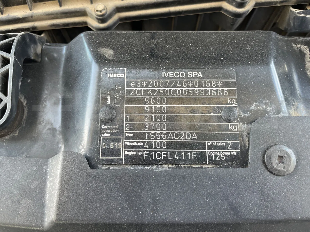 Iveco Daily A50/S30/VI - Euro6 - 125kw - 7.294mt - chassis VIN photo