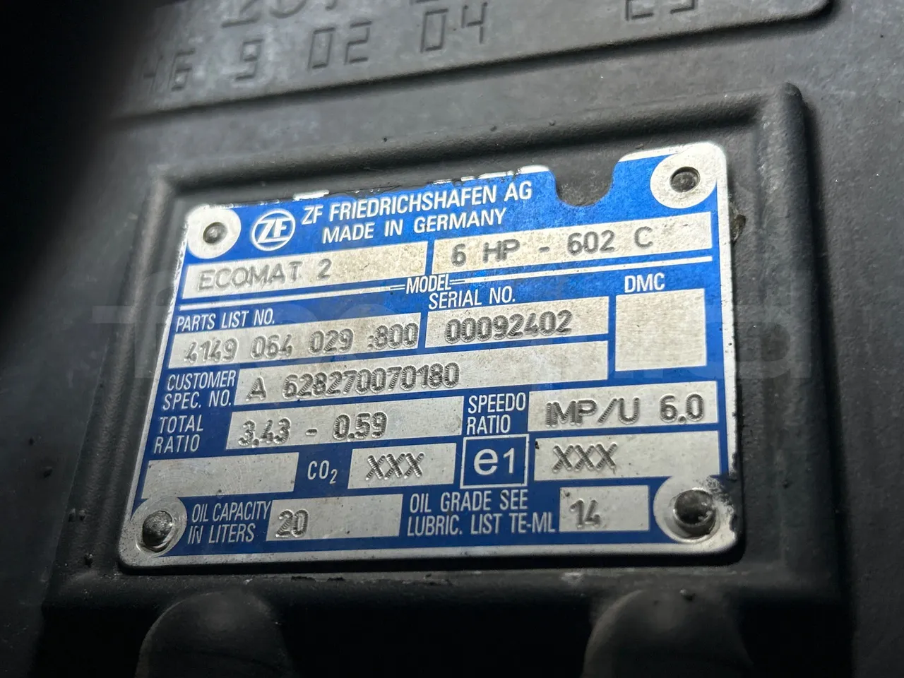 Mercedes-Benz Citaro G 0530 - Euro5 - 260kW - 17.940mt - gearbox plate photo