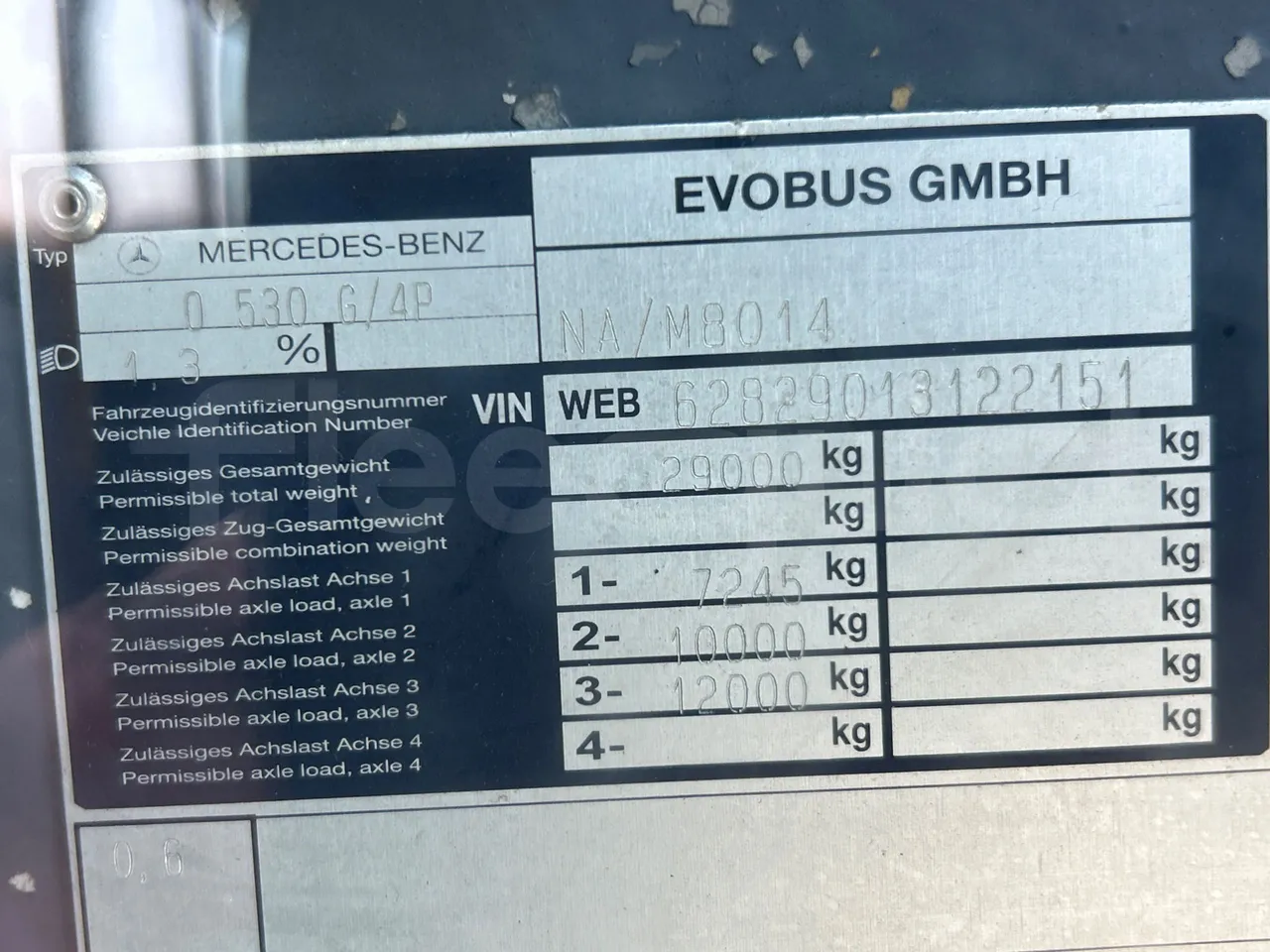 Mercedes-Benz Citaro G 0530 - Euro5 - 260kW - 17.940mt - vehicle plate photo