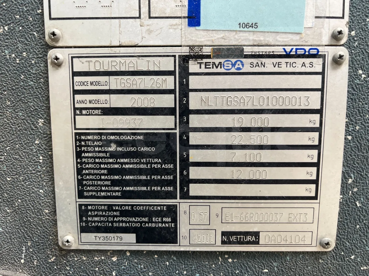 Temsa Tourmalin - vehicle plate photo