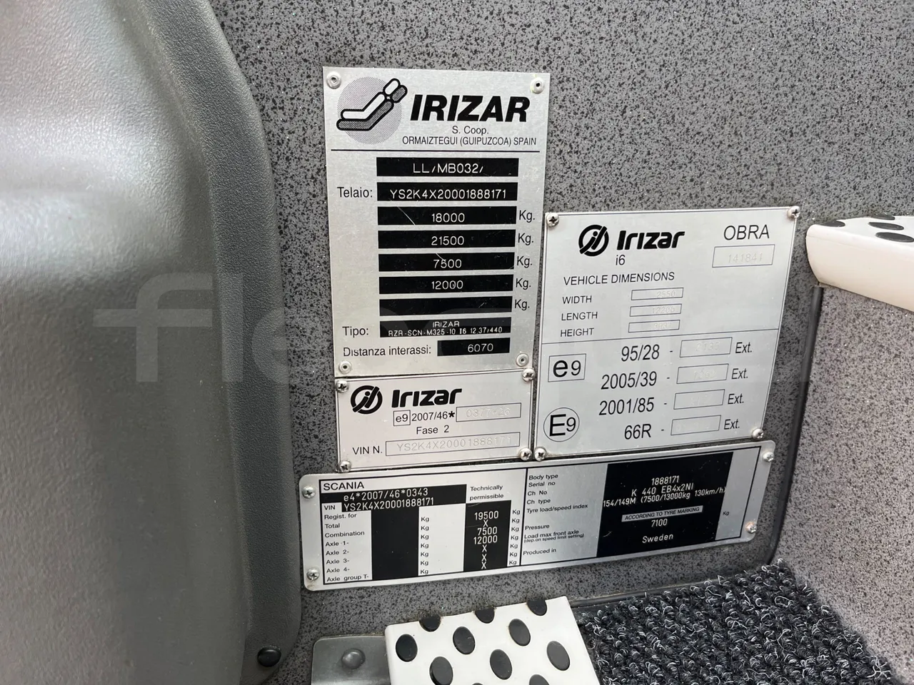 Irizar i6 HDH 12.37 - EUR5 - 324kW - 12.200m - chassis VIN photo