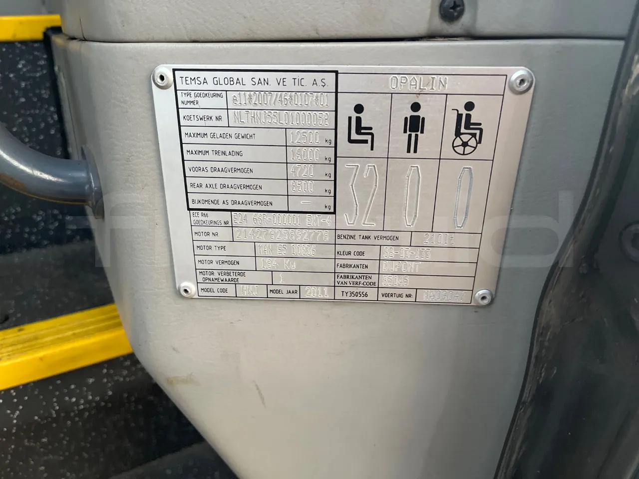 Temsa Opalin HNJ55L21R - Euro5 - 184kW - 8.393mt - vehicle plate photo