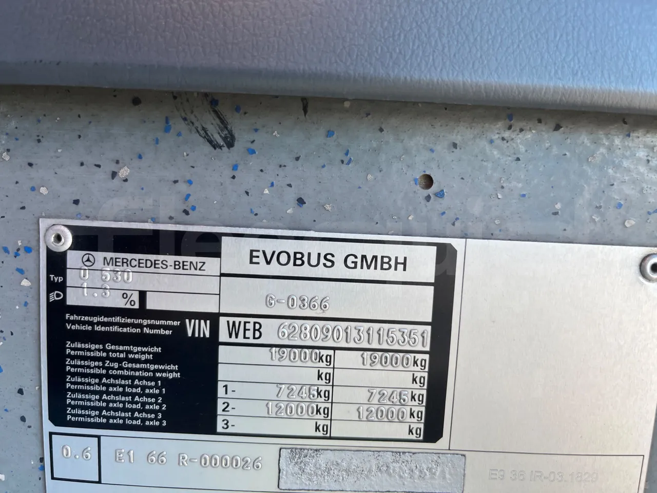 Mercedes-Benz Citaro O530 - Euro4 - 210kW - 11.950m - vehicle plate photo