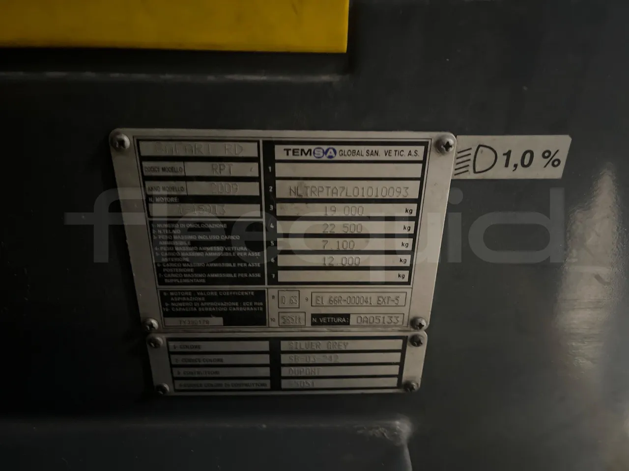Temsa Safari RD RAT153 - EUR5 - 266kW - 12.200m - vehicle plate photo